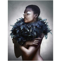 Global Gallery Woman with Feathered Scarf-Paper Art-38"x50"