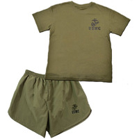 Trooper Clothing Marine PT 2 PC Short Set (OD Green) (XS (4-5))