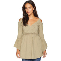 Scully Women's Cold Shoulder Long Sleeve Tunic Top Olive US