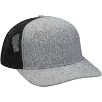 Adams Heather Woven/Soft Mesh Trucker Cap OS CHARCOAL/ BLACK