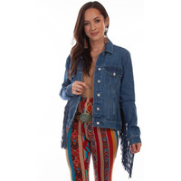 Scully Women's Honey Creek by Denim Fringe Twist Jacket Blue Small