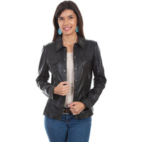 Scully Black Lamb Womens Contemporary Lamb Leather Jacket, Black, Small