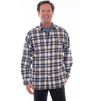 Scully Mens Navy 100% Cotton Flannel Plaid L/S Shirt XXL