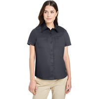 Harriton Ladie's Advantage Short-Sleeve Work Shirt, Dark Charcoal, X-Small