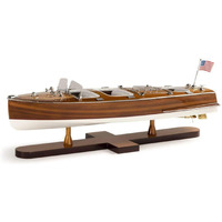 Authentic Models Triple Cockpit Model Boat: Vintage Wooden Boat Decor for Home, Office, or Bookshelf - Mahogany Boat Nautical Decor for Antique Style