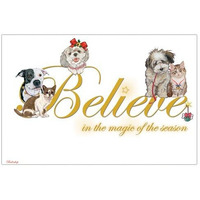 Pipsqueak Productions C590 Believe Mix Dog with Cat Christmas Boxed Cards - Pack of 10