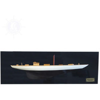 Old Modern Handicrafts Shamrock Half-Hull Model Boat Yacht - Brown & White Hand-Painted Boat Model - Made from Premium Wood - 35.5" L x 0.5" W x 12" H