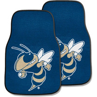 FANMATS 24003 Georgia Tech Yellow Jackets Front 2-Piece Team Logo Carpet Car Mat Set, Front Row Automotive Floor Mats, Non-Slip Backing, Team Colors - Buzz Logo, Navy