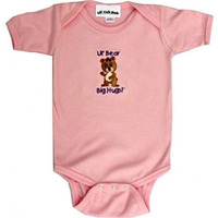 Pink Short Sleeve Onesie - Girl Bear, 6-12 Months