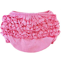 AnnLoren Baby & Toddler Girls Pink Knit Ruffled Butt Bloomer Diaper Cover 12-24 Mo