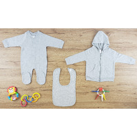 Bambini-Bambini 3 Pc Layette Baby Clothes Set Heather Grey