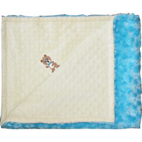 Lil' Cub Hub Minky Blanket, Yellow Dot/Turquoise Rosebud, Boy Bear