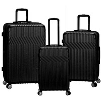 Rockland Pista Hardside Spinner Wheel Luggage, Black, 3-Piece Set (20/24/28)