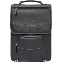 MacCase Premium Leather Vertical Briefcase with Backpack Option - Black