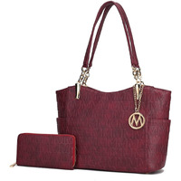 MKF Collection by Mia K. MKF-HM1501BRG 2 Piece Allison Tote Bag & Wallet, Burgundy