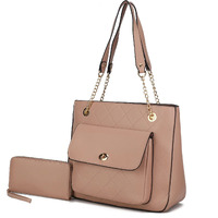 MKF Collection Jenna Shoulder Bag by Mia k and Wallet- 2 pieces Nude Vegan Leather