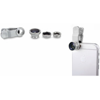 Vista Shops 3-in-1 Universal Clip on Smartphone Camera Lens - 6 Colors - Color: Silver