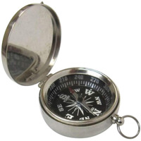 INDIA OVERSEAS TRADING CORP Pocket Compass with Lid Chrome Finish