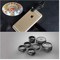 Kaleidoscope 5 in 1 Photo Magic Lens Set - Fisheye Lens, Wide Angle Lens, Macro Lens, CPL Lens, 2X Telephoto Lens, Compatible with Apple, Samsung, HTC, and Sony Smartphones and Tablets.