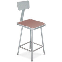 National Public Seating #6330B Heavy Duty 30" Steel Square Seat Stool with Backrest #6330B (Set of 2)