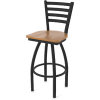 410 Jackie 25" Swivel Counter Stool with Black Wrinkle Finish and Medium Maple Seat