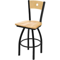 830 Voltaire 25" Swivel Counter Stool with Black Wrinkle Finish, Natural Back and Natural Maple Seat