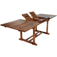 All Things Cedar TE90-44 5-Piece Teak Extension Patio Table with Folding Arm Chairs