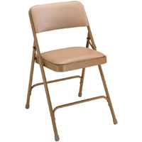 National Public Seat Home Office Decorative Vinyl Upholstered Premium Folding Chair Beige - 4 Pack