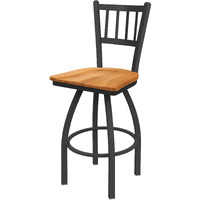 810 Contessa 25" Swivel Counter Stool with Pewter Finish and Medium Maple Seat