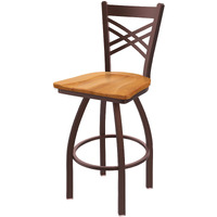 820 Catalina 25" Swivel Counter Stool with Bronze Finish and Medium Maple Seat