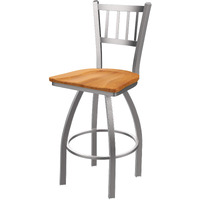 810 Contessa Stainless Steel 25" Swivel Counter Stool with Medium Maple Seat