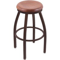 802 Misha 25" Swivel Counter Stool with Bronze Finish and Medium Oak Seat