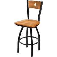 830 Voltaire 25" Swivel Counter Stool with Black Wrinkle Finish, Medium Back and Medium Maple Seat