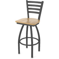 410 Jackie 25" Swivel Counter Stool with Pewter Finish and Natural Maple Seat