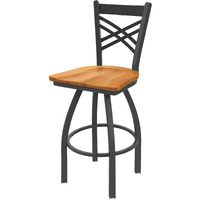 820 Catalina 25" Swivel Counter Stool with Pewter Finish and Medium Maple Seat