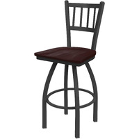 810 Contessa 25" Swivel Counter Stool with Pewter Finish and Dark Cherry Maple Seat