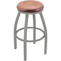 802 Misha 25" Swivel Counter Stool with Anodized Nickel Finish and Medium Maple Seat