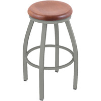 802 Misha 25" Swivel Counter Stool with Anodized Nickel Finish and Medium Oak Seat