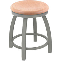 802 Misha 18" Swivel Vanity Stool with Anodized Nickel Finish and Natural Oak Seat