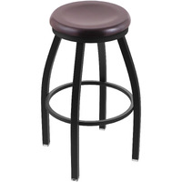 802 Misha 25" Swivel Counter Stool with Black Wrinkle Finish and Dark Cherry Maple Seat