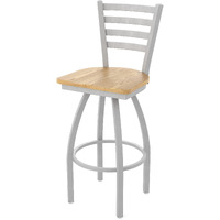 410 Jackie 25" Swivel Counter Stool with Anodized Nickel Finish and Natural Oak Seat