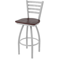 410 Jackie 25" Swivel Counter Stool with Anodized Nickel Finish and Dark Cherry Maple Seat