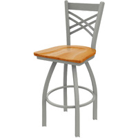 820 Catalina 25" Swivel Counter Stool with Anodized Nickel Finish and Medium Oak Seat