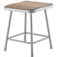 National Public Seating 6318 Steel Stool with 18" Square Hardboard Seat, Grey