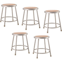 National Public Seating (5 Pack) 18" Heavy Duty Steel Stool, Grey