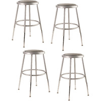 (4 Pack) NPS 25"-33" Height Adjustable Heavy Duty Vinyl Padded Steel Stool, Grey