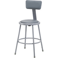 (4 Pack) NPS 24" Heavy Duty Vinyl Padded Steel Stool with Backrest, Grey