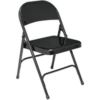 National Public Seat Home Office Decorative Standard All-Steel Folding Chair Black - 4 Pack