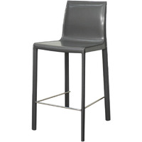 New Pacific Direct Gervin Recycled Leather Counter, Set of 2 Bar & Counter Stools, Anthracite Gray