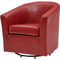 New Pacific Direct Hayden Swivel Bonded Leather Char Accent Chairs, Red